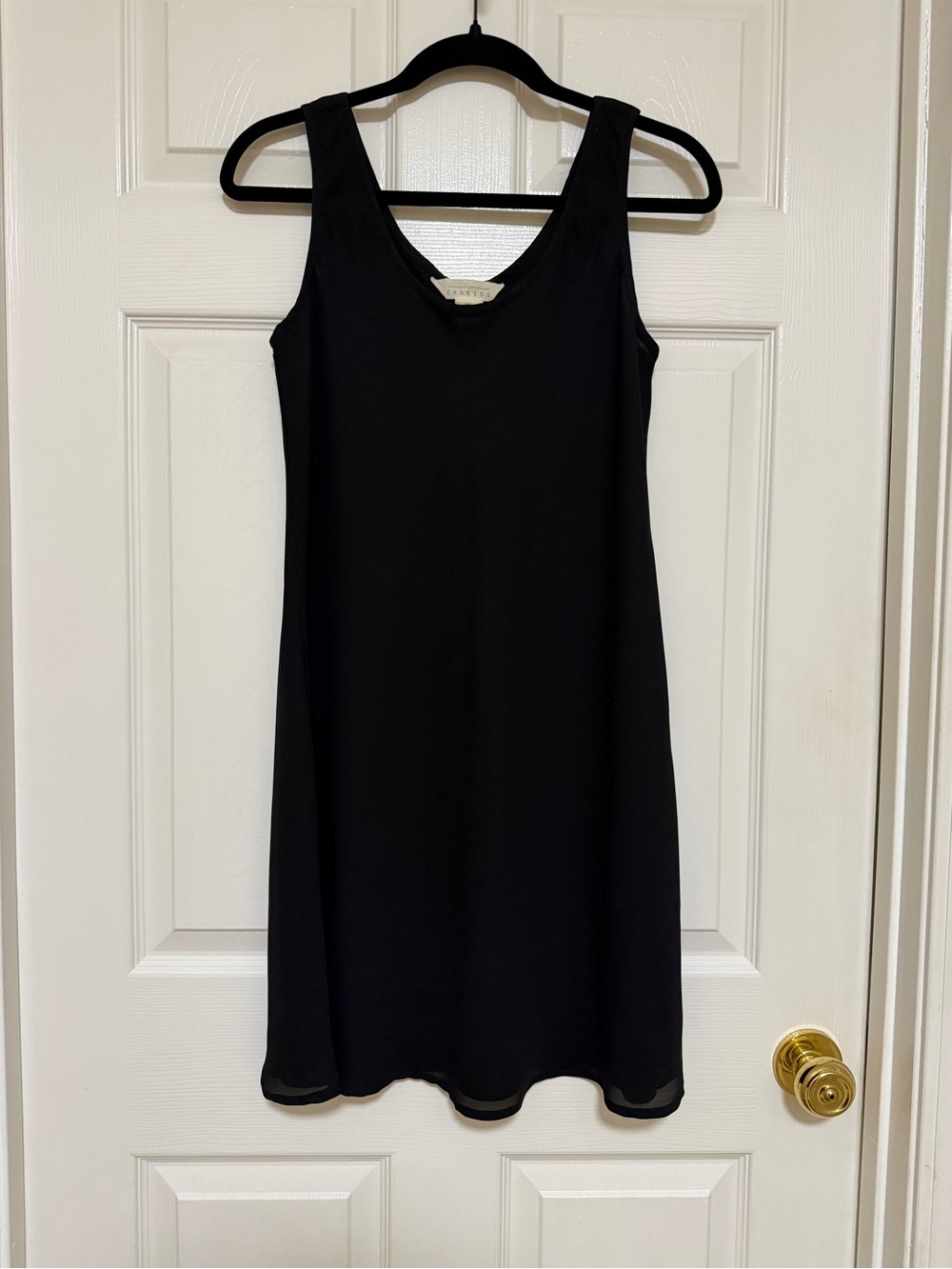 Vintage Express Black Sleeveless Slip LBD Dress Minimalist Sheer Hem Size 5/6